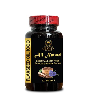 OLANTA TRADE SOLUTION Organic Flaxseed Oil 100 Softgels Cold-Pressed Plant Omegas Vegan Non-GMO Clean Formula USA Quality