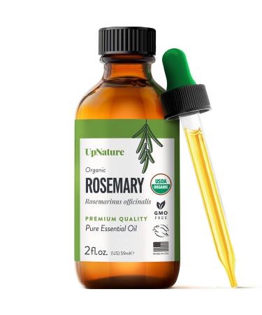 Organic Rosemary Essential Oil 2 OZ  USDA Certified Organic, Pure Rosemary Oil, Therapeutic Grade, Undiluted, Non-GMO  Healthy Hair Growth, Improve Focus and Memory, Aromatherapy with Dropper Organic Rosemary 2 Fl Oz (Pa