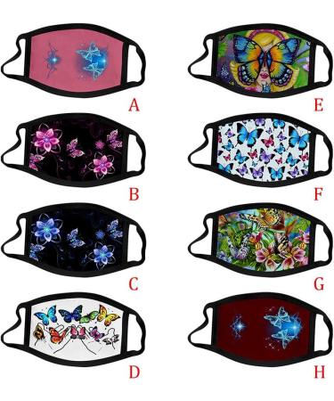Yliquor Mouth Covering For Protection Butterfly Design Printed Anti-Face Dust Washable Earloop Cotton Cloth Dust Face Bandanas (Blue 1 PC) - Buy Online on GoSupps.com