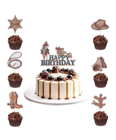NICENEEDED 31 Pcs Cowboy Cupcake Toppers Glitter Western Rodeo Cupcake Picks Hats Boots Cupcake Picks for Western Party Baby Shower Birthday Party Cake Decorations Supplies