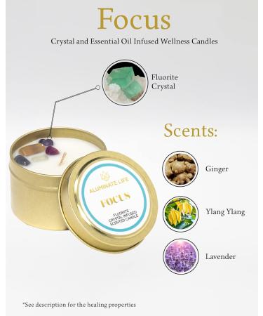 Luxury Fluorite Crystal Infused Candle 4 OZ - Orange Ginger Ylang-Ylang & Lavender - Boost Awareness & Clarity - Eco-Friendly Coconut Wax - Buy Online on GoSupps.com