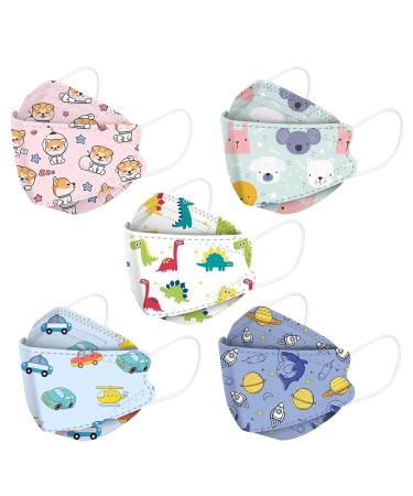 AMDOLE 50 pieces of children Mundsprung with motif mask_ protection fish form mask scarf boy girls mouth protection 3d 4-layer breathable mouth and nose protection odorless mouth-cloth bandana #01 unit size