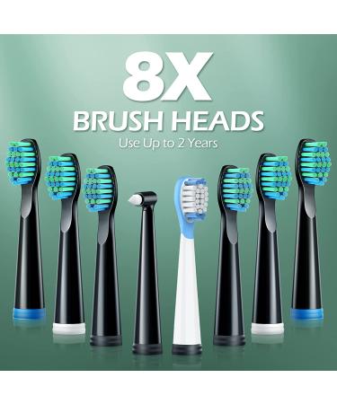 Electric Toothbrush for Adults with 8 Brush Heads | 40000 VPM Deep Clean | 5 Modes | Rechargeable & Fast Charging | Lasts 30 Days | Black - Buy Online on GoSupps.com