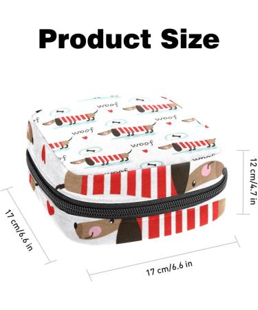 Dachshund Bone Pattern Menstrual Pad Bag | Sanitary Napkins Storage for Girls & Women | Stylish Zipper Pocket for Menstruation Cup - Buy Online on GoSupps.com