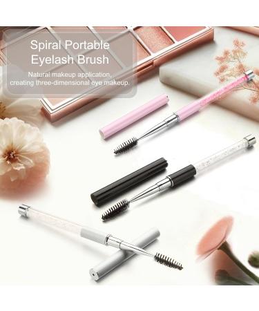 3-Piece Mascara & Eyebrow/Eyelash Brush Set | Portable Cosmetic Wands in Pink Black & Silver - International Shipping Available - Buy Online on GoSupps.com