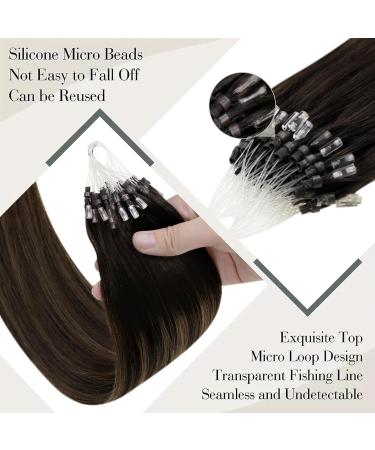 Shop Laavoo Micro Loop Hair Extensions - Real Hair Balayage Brown Darkest Brown Ombre 50cm 1g/s Microring Smooth 50g #2/8/2 - Buy Online on GoSupps.com