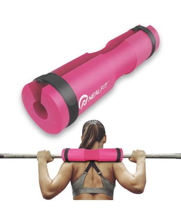 NEALFIT Barbell Pad Squat Pad for SquatsSquat Bar PadGreat for Weightlifting,Lunges and Hip ThrustsFoam Sponge PadFit Standard and Olympic Bars Perfectly Pink