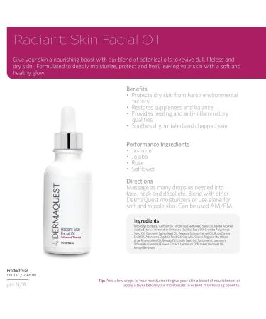 DermaQuest Advanced Therapy Radiant Skin Facial Oil - Hydrating Botanical Blend for Dry & Irritated Skin (1oz - Buy Online on GoSupps.com