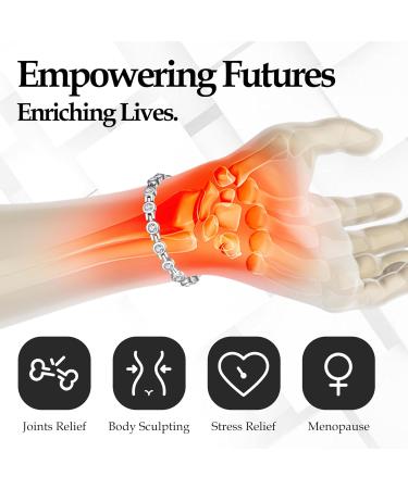Magnetic Bracelet for Women | Titanium Steel with Cubic Zirconia | Ultra Strength Magnets | Jewelry Brazaletes | B-silver - Buy Online on GoSupps.com