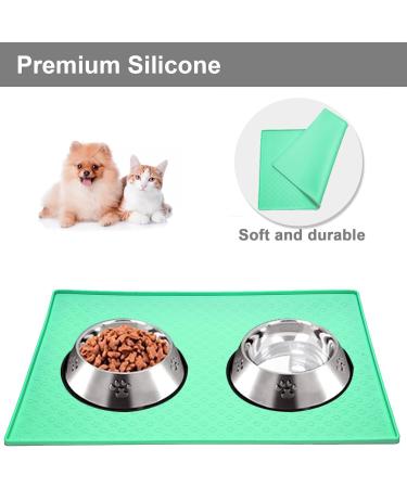 Moacc Silicone Feed Mats for Dogs & Cats - Waterproof Slipproof Green Paws Pattern 47x30cm - Buy Online on GoSupps.com