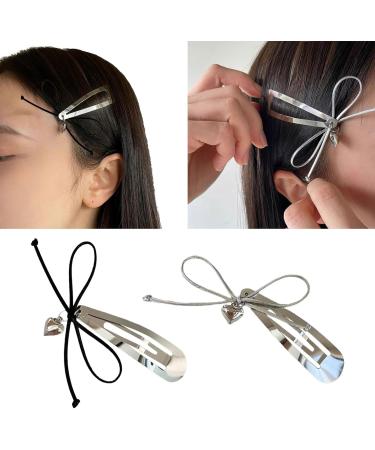 WDNIGLP Bowknot Heart Pendant Hair Clip Metal Snap Barrette Colorful Hairpin for Women and Girls Fashionable Hair Accessory Silver - Buy Online on GoSupps.com