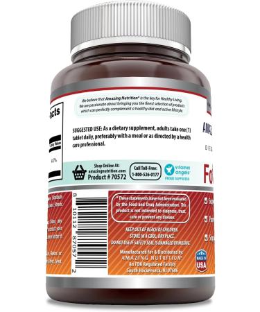 Amazing Formulas Folic Acid 1000mcg | 240 Tablets | Vitamin B9 Supplement | Non-GMO & Gluten Free | Made in USA - Buy Online on GoSupps.com