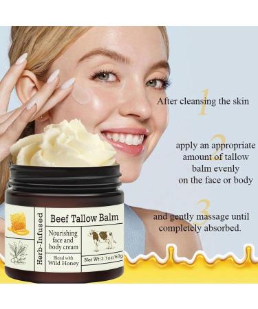  Mimoqk Tallow Face Moisturizer 50g Beef Tallow Cream Organic Hydrating Balm Enriched with Wild Honey Nourishing for Dry & Tight Skin Face & Body Use - Buy Online on GoSupps.com