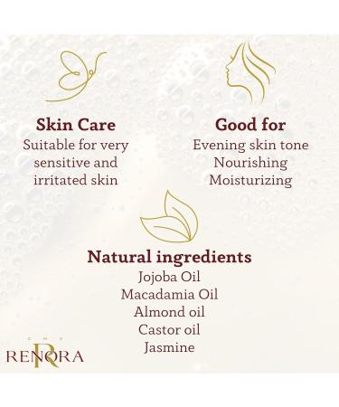 Renora | Nourishing Shower Oil | Divine Touch | Body Oil| Moisturising Soft Skin | Natural ingredients Jojoba Madamia and Almond Castor and Jasmine Oil | All Skin Types | 200 ml - Buy Online on GoSupps.com