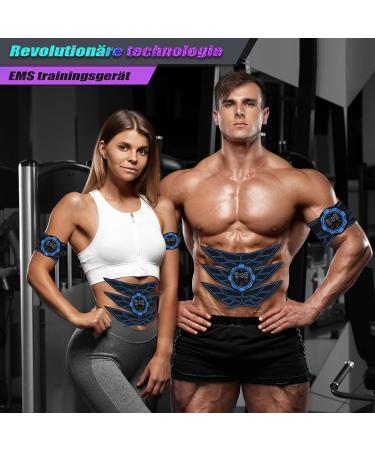 EMS Abdominal Muscle Trainer - Full-Body Workout Device with 8 Modes & 15 Intensities | Includes 10 Replacement Hydrogels - Buy Online on GoSupps.com