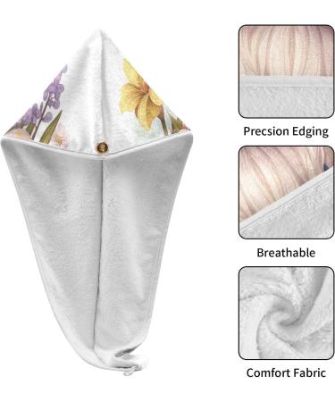 Eggs Floral Dwarf Hair Towel 2 Pack - Super Absorbent Quick Dry Hair Turbans for Women & Girls - Buy Online on GoSupps.com
