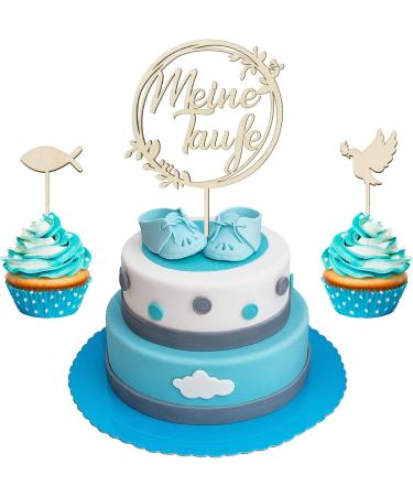 Colofalla 3-Piece Wooden Cake Topper for Baptism - Adorable Deaf Fish Decoration for Girls' Parties - Buy Online on GoSupps.com
