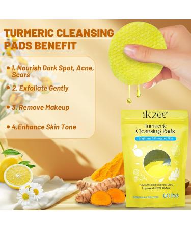 60 Turmeric Cleansing Pads for Face Exfoliating Scrubs with Vitamin C & B5 for Acne & Scars | International Shipping Available - Buy Online on GoSupps.com
