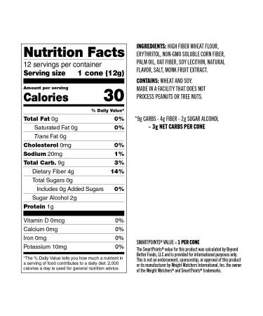 ENLIGHTENED Sugar-Free Ice Cream Cones | Vegan, Low Calorie (30), Low Carb (Net 3g) - 12 Pack - Buy Online on GoSupps.com