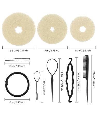 Hair Bun Maker Set 6 PCS - Ring Style Bun Donut 1 L 2 M 3 S - Hair Accessories with Pins, Bands & Tools for Women, Girls & Kids (Blonde) - Buy Online on GoSupps.com