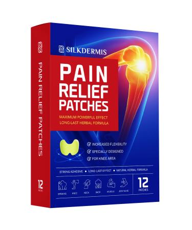 SILKDERMIS Pain Relief Patches and Knee Pain Relief Pain Patches with Herb 12 Counts The Best Knee Pain Relief Products and Back Pain Patch Long Lasting Knee Pain Relief Patch