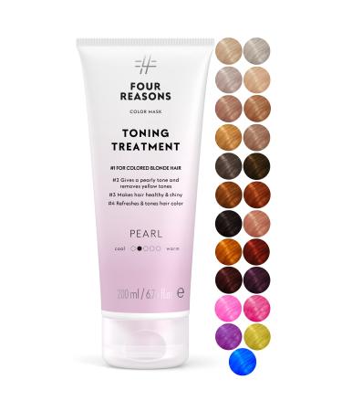 four Reasons Color Mask - Pearl Blond (23 Colours) Toning Treatment Colour Depositing Conditioner Color-Treated Hair Semi Permanent Dye Vegan And Cruelty-Free 200Ml