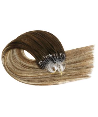 Ugeat Ombre Microring Extensions | Real Hair Brown Blonde Balayage | 55cm Micro Loop Extensions | Invisible 50g 1. Microring #4/6/613 - Buy Online on GoSupps.com
