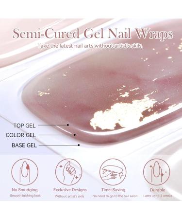 DMQ Semi Cured Nail Wraps 20 Stickers Soft Self-Adhesive Semi Cure Gel Nail Strips Salon-Quality Gel Nail Stickers(in The Mood for Love) Translucent Gradient of Light Red Light Red Gradient - Buy Online on GoSupps.com