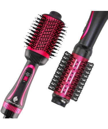 Hair Dryer Brush, MiroPure Hot Air Brush One Step Hair Dryer & Volumizer Brush Blow Dryer Styler with Leakage Protector for Straightening, Curling, Blow Dryer Curling Brush Rose Red