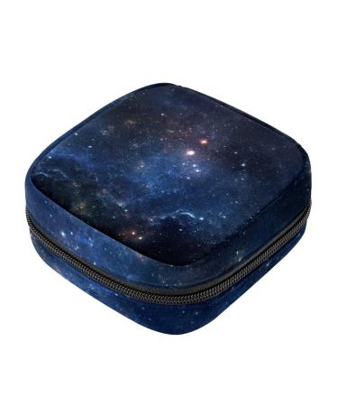 Blue Galaxy Starry Sky Sanitary Napkin Storage Bag Feminine Product Pouches Portable Period Kit Bag Menstruation First Period Bag for Women Teen Girls Ladies Menstrual Cup Pouch Tampon Bags Color 1