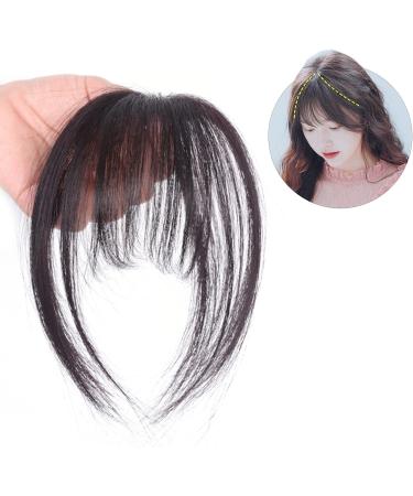 Bangs Hair Clip Lifelike Hair Extensions Wispy Bangs Clip Dark Brown Fake Air Bangs Fringe Refine Facial Contour 3D Real Human Hair Bangs for Daily Wear - Buy Online on GoSupps.com