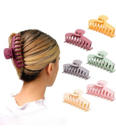 Solest London Hair Claw Clips - Pack of 6 Claw Clip for Women and Girls - 6 Trendy Coloured Claw Clip - 4.3 inch - Hair Claw Clips for all Hair with a hair comb gift (Pastel Matte) - Buy Online on GoSupps.com