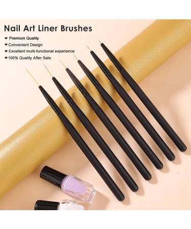 6Pcs Nail Art Brushes for Fine Lines & Details - Gel Polish Painting Brushes Set for Long & Thin Designs - Nail Art Liner Brushes Kit (7/9/11/15/18/25mm) - Buy Online on GoSupps.com