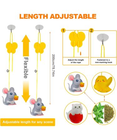 Hanging Cat Toys for Indoor Cats - 3 Pack Retractable Exercise Toy Set - Interactive Kitten Hunting Toys for Door - Bouncing Rope Included - Buy Online on GoSupps.com