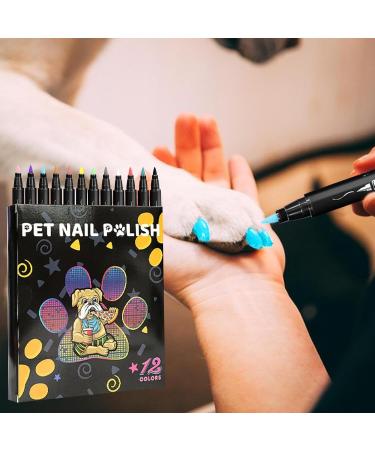 Pet nail polish kit: safe formula dog nail polish 12 grooming crayons quick-drying nail polish pens non-toxic paint tips for dogs - Buy Online on GoSupps.com