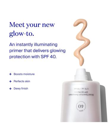 Supergoop! Glowscreen SPF 40 - Pack of 2 - Glowy Primer + Broad Spectrum Sunscreen - Hydrating Formula with Hyaluronic Acid, Vitamin B5 & Niacinamide - 1.7 fl oz - Buy Online on GoSupps.com