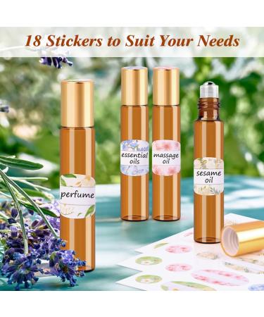 Belicoo 10ml Empty Roll-On Bottles - 15 Pack Brown Glass Essential Oil Rollers with Pipette & Stainless Steel Balls for Perfumes Aromatherapy & Massage - Golden Lid - Buy Online on GoSupps.com