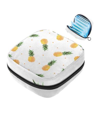 Storage bags for women's bandages yellow pineapple with dots portable menstrual pad bag panty lip inlays tampons women's bandages storage holder for women school office multicolored 03