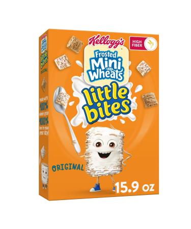 Kellogg's Frosted Mini-Wheats Little Bites Cold Breakfast Cereal, High-Fiber, Whole Grain, Original, 15.9oz Box (1 Box) Original Little Bites