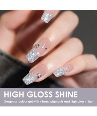 DMQ Glitter Nail Polish Silver Sequins Flash Shinny Nail Varnish - Quick Drying & Long Lasting Nail Polish Gel - No Need Baking Nail Gel for Women Girls DIY Nail Art at Home - Buy Online on GoSupps.com