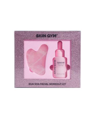 Skin Gym Rose Quartz Gua Sha & Signature Oil Kit | Holiday Radiance Boosting Duo | Facial Contouring & Skin Rejuvenation | All-in-One Exfoliating Smoothing & Moisturizing Face Oil | AM/PM Compatible