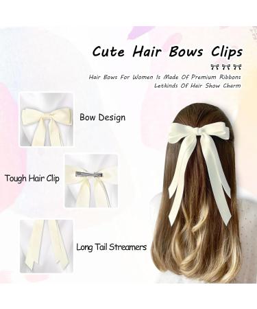 5PC Silky Satin Hair Bows Hair Clip Ribbon Ponytail Holder Accessories Black Bow Hair Clip Hair Bows for Women(Black/Red/Purple/Pink/White) - Buy Online on GoSupps.com