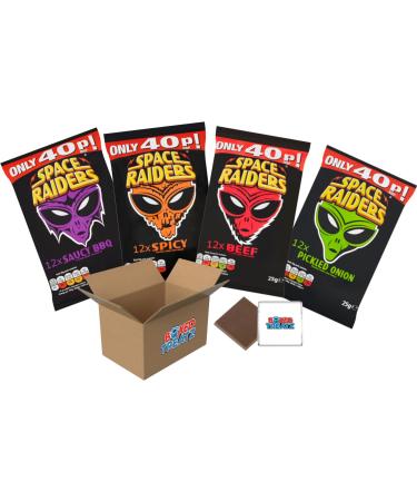 Space Raiders Bundle Of (48x25g) Beef Spicy Saucy BBQ & Pickled Onions 12Pcs EACH - Price Marked Boxed Treatz - Buy Online on GoSupps.com