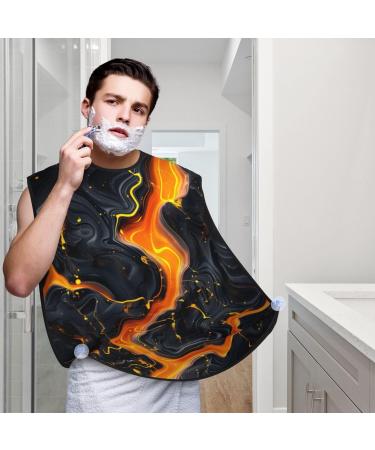 Molten Magma Print Beard Bib Apron | Non-Stick Hair Catcher for Men | Perfect Shaving Gift | One Size Black - Buy Online on GoSupps.com