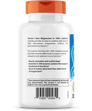 Doctor's Best High Absorption Magnesium Lysinate Glycinate 105 mg â€“ 120 Veggie Caps for Optimal Health - Buy Online on GoSupps.com