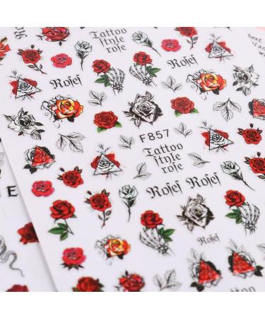 Flower Adhesive Sliders French Nail Stickers 3D Rose Floral Pink Red Blue(F-856) (F) - Buy Online on GoSupps.com