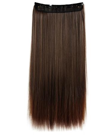 CAISHA 24" Clip In Hair Extensions One Piece Full Head Hairpiece Straight Brown Mix C59 brown mix #4T30 C59