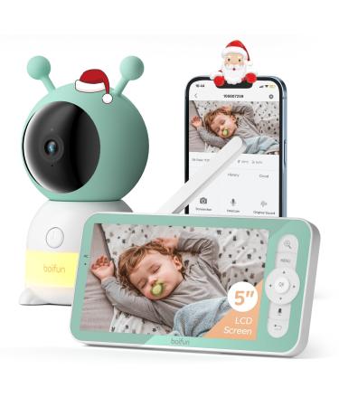 2K Wifi Video Baby Monitor App&5'' Screen Control Night Light Motion&Cry Detection PTZ Auto Tracking 3000mAh Battery Humidity&Temperature Monitoring BOIFUN Smart Baby Monitor with Night Vision 2K Baby Monitor