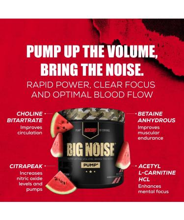 REDCON1 Big Noise Non-Stim Pre Workout Powder - Caffeine Free, Keto Friendly, Watermelon Flavor, 30 Servings for Pump & Endurance - Buy Online on GoSupps.com