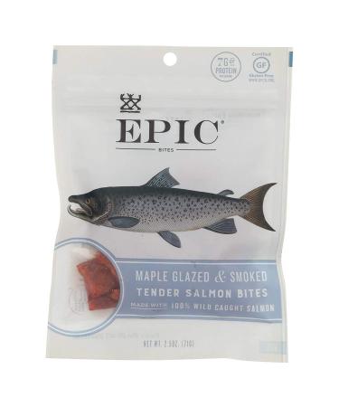 EPIC Salmon Jerky Bites, Maple Glazed (Gluten Free) 2.5oz (Pack of 8)